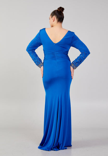 Long Sleeve Maxi Chiffon Column Plus Size Wedding Guest Dress Unit Price: €42