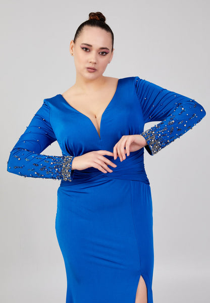 Long Sleeve Maxi Chiffon Column Plus Size Wedding Guest Dress Unit Price: €42