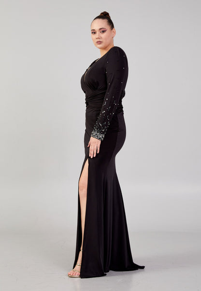 Long Sleeve Maxi Chiffon Column Plus Size Wedding Guest Dress Unit Price: €42
