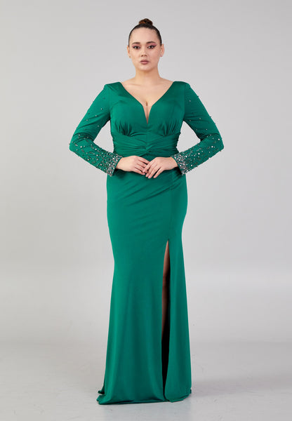 Long Sleeve Maxi Chiffon Column Plus Size Wedding Guest Dress Unit Price: €42
