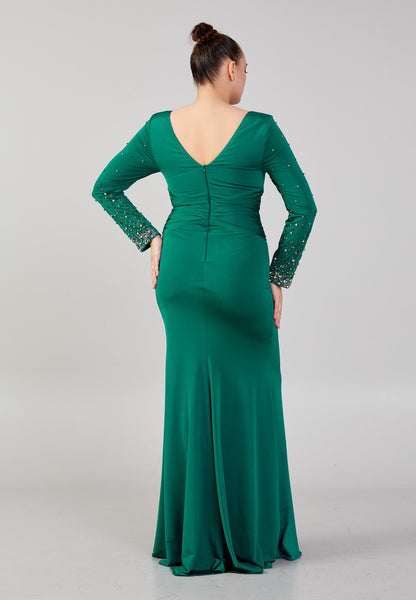 Long Sleeve Maxi Chiffon Column Plus Size Wedding Guest Dress Unit Price: €42