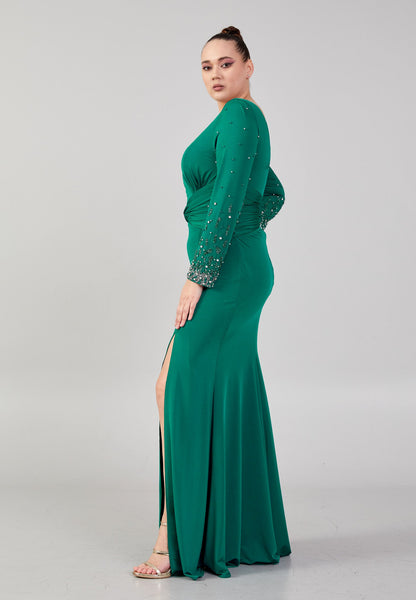 Long Sleeve Maxi Chiffon Column Plus Size Wedding Guest Dress Unit Price: €42