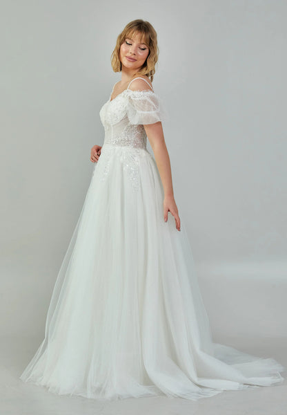 Off Shoulder Maxi Tulle Regular Wedding Dress Unit Price: €190