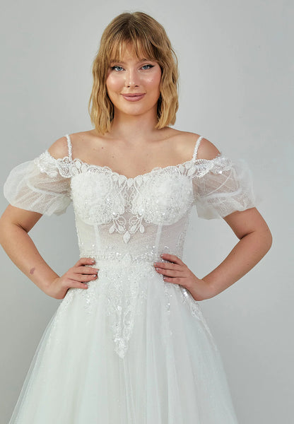 Off Shoulder Maxi Tulle Regular Wedding Dress Unit Price: €190