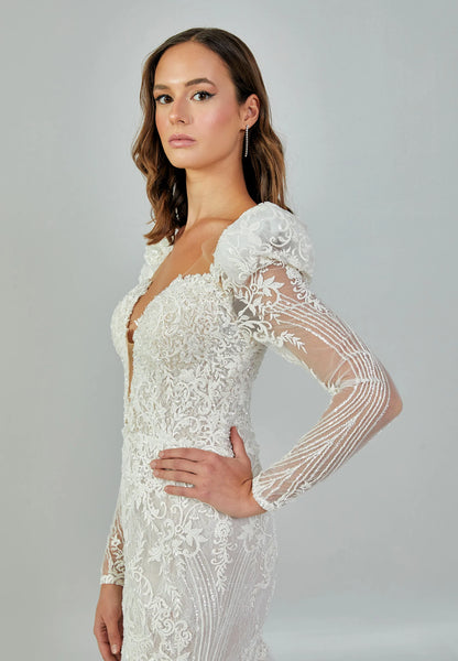 Long Sleeve Maxi Tulle Regular Wedding Dress Unit Price: €480