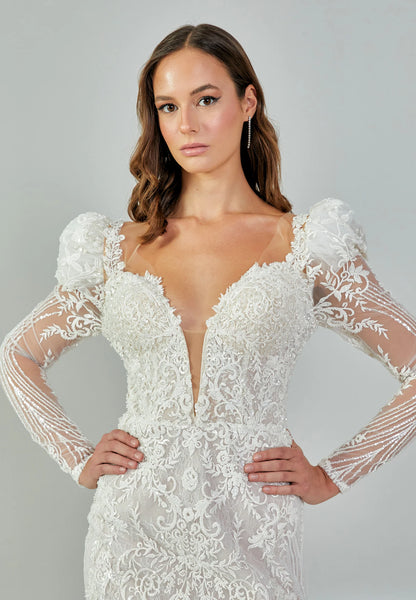 Long Sleeve Maxi Tulle Regular Wedding Dress Unit Price: €480