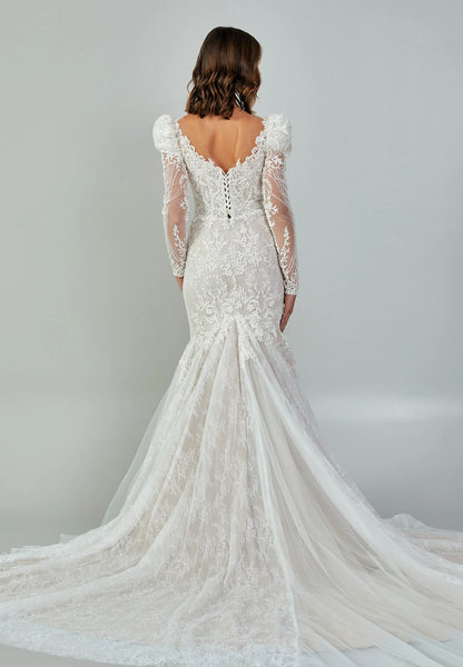 Long Sleeve Maxi Tulle Regular Wedding Dress Unit Price: €480