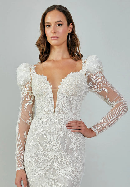 Long Sleeve Maxi Tulle Regular Wedding Dress Unit Price: €480