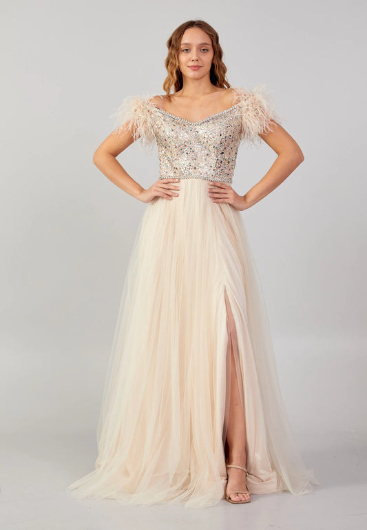 Off Shoulder Maxi Tulle Column Regular Wedding Guest Dress Unit Price: €74