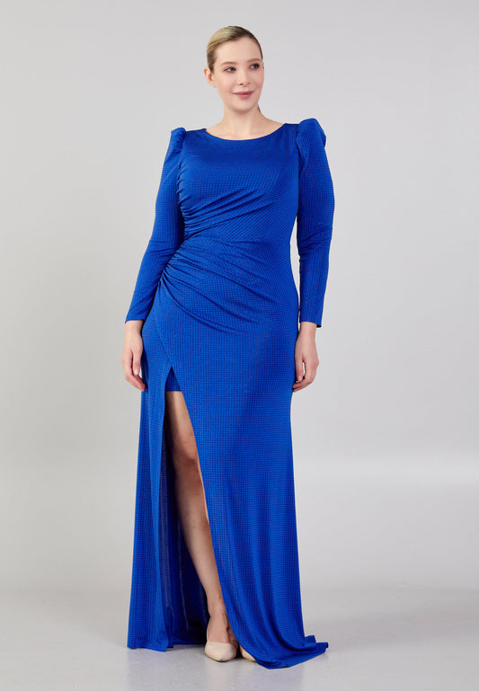 Long Sleeve Maxi Lycra Column Plus Size Evening Dress Unit Price: €54