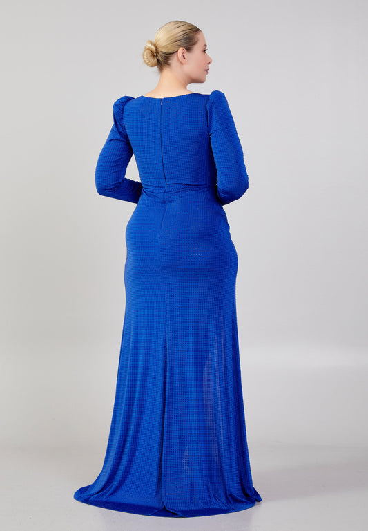 Long Sleeve Maxi Lycra Column Plus Size Evening Dress Unit Price: €54