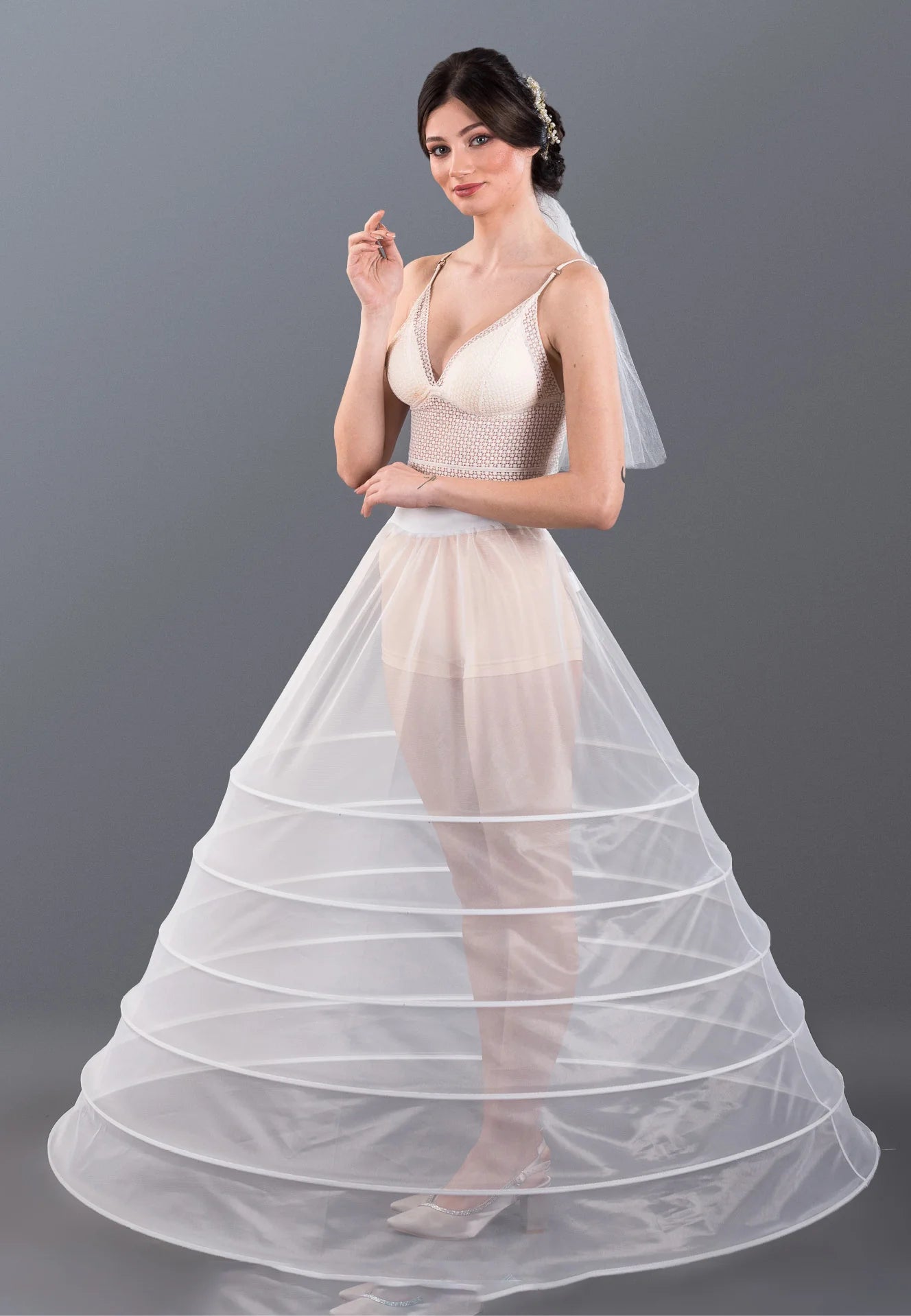 6 Hoops Tulle Without Flounce A-line Petticoat Unit Price: €15
