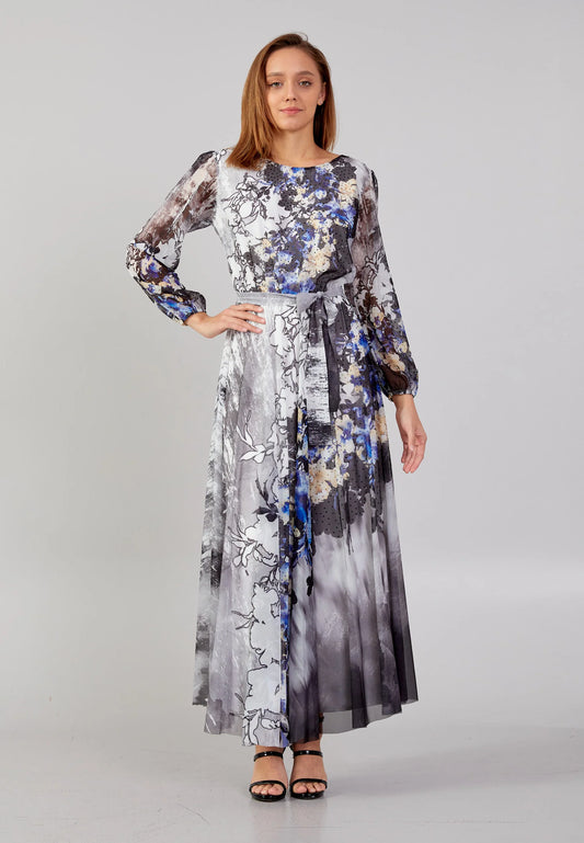 Long Sleeve Maxi Chiffon Column Regular Evening Dress Unit Price: €34