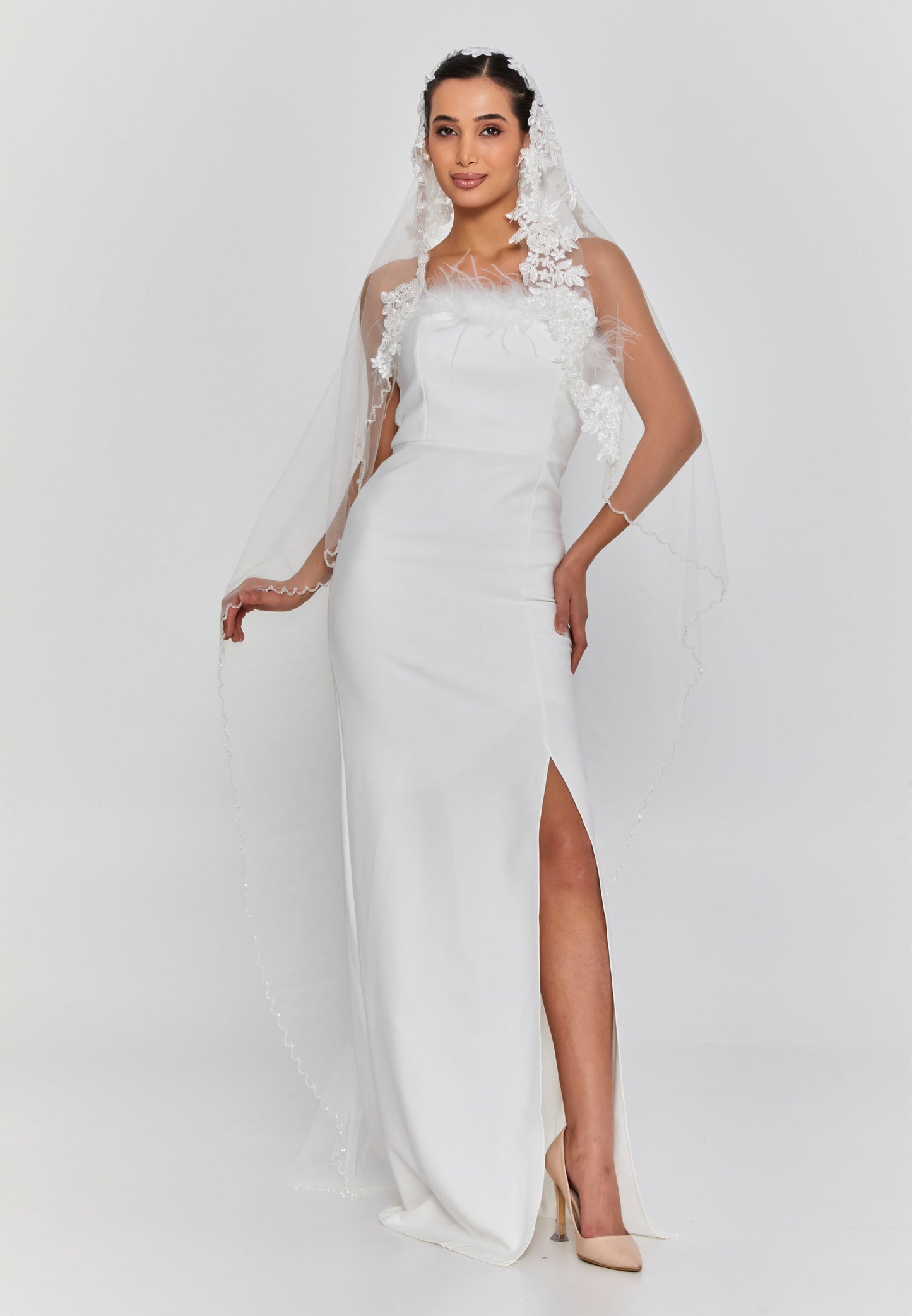 Floral Single Tier Tulle Veil ( 2mt) Unit Price: €46