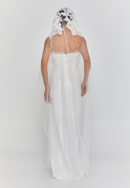 Floral Single Tier Tulle Veil ( 2mt) Unit Price: €46