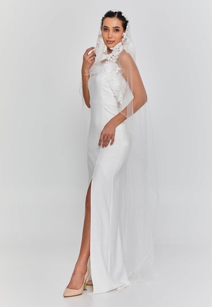 Floral Single Tier Tulle Veil ( 2mt) Unit Price: €46