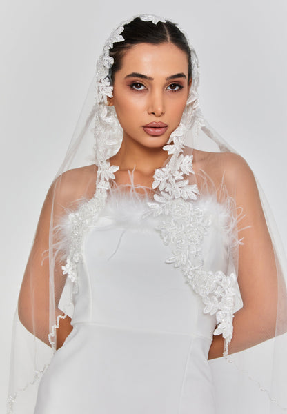 Floral Single Tier Tulle Veil ( 2mt) Unit Price: €46