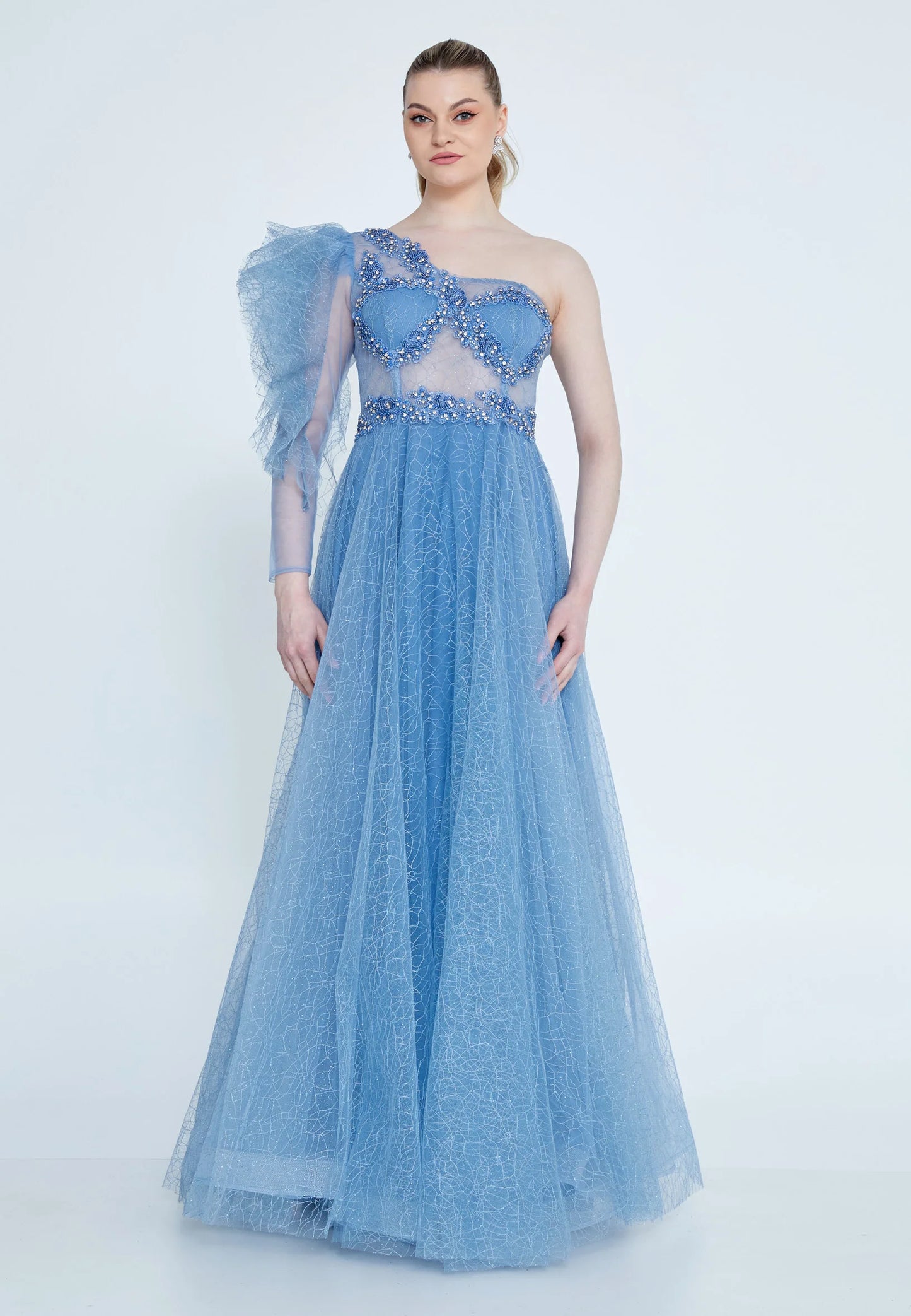 One Shoulder Maxi Tulle A - Line Regular Prom Dress Unit Price: €37