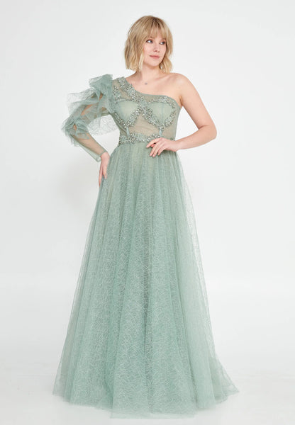 One Shoulder Maxi Tulle A - Line Regular Prom Dress Unit Price: €37