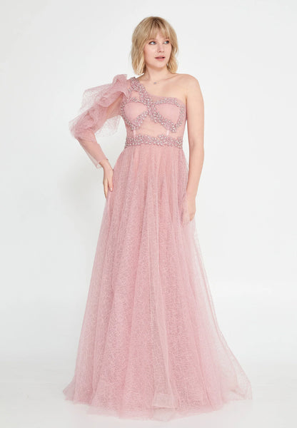 One Shoulder Maxi Tulle A - Line Regular Prom Dress Unit Price: €37