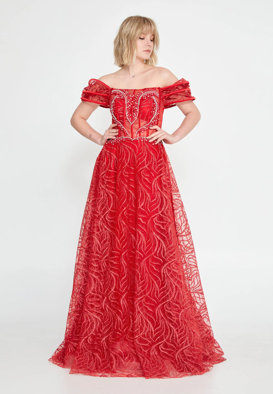 Off Shoulder Maxi Tulle A - Line Regular Prom Dress Unit Price: €48