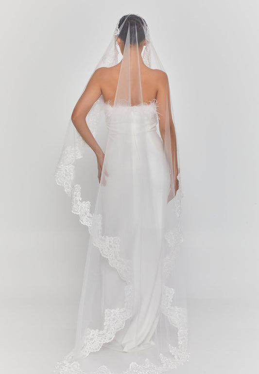 Lace Single Tier Tulle Veil (2,30 mt) Unit Price: €30