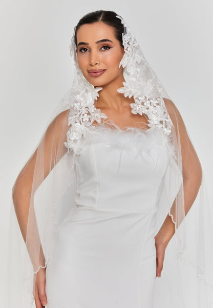 Floral Single Tier Tulle Veil ( 3*1,5 mt ) Unit Price: €28