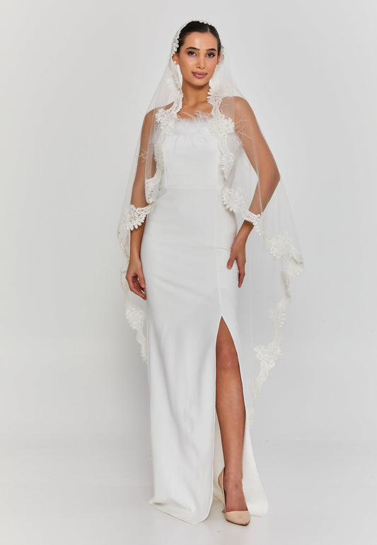 Lace Single Tier Tulle Veil (1,8 no4) Unit Price: €24