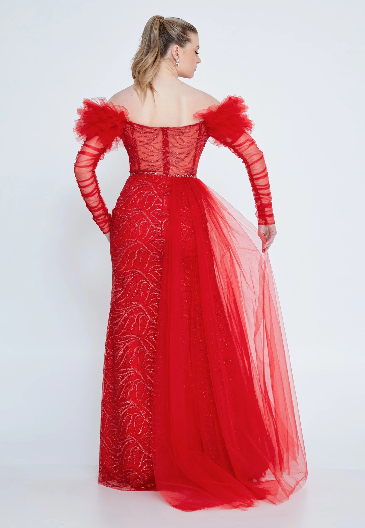 Off Shoulder Maxi Tulle Mermaid Regular Wedding Guest Dress Unit Price: €42