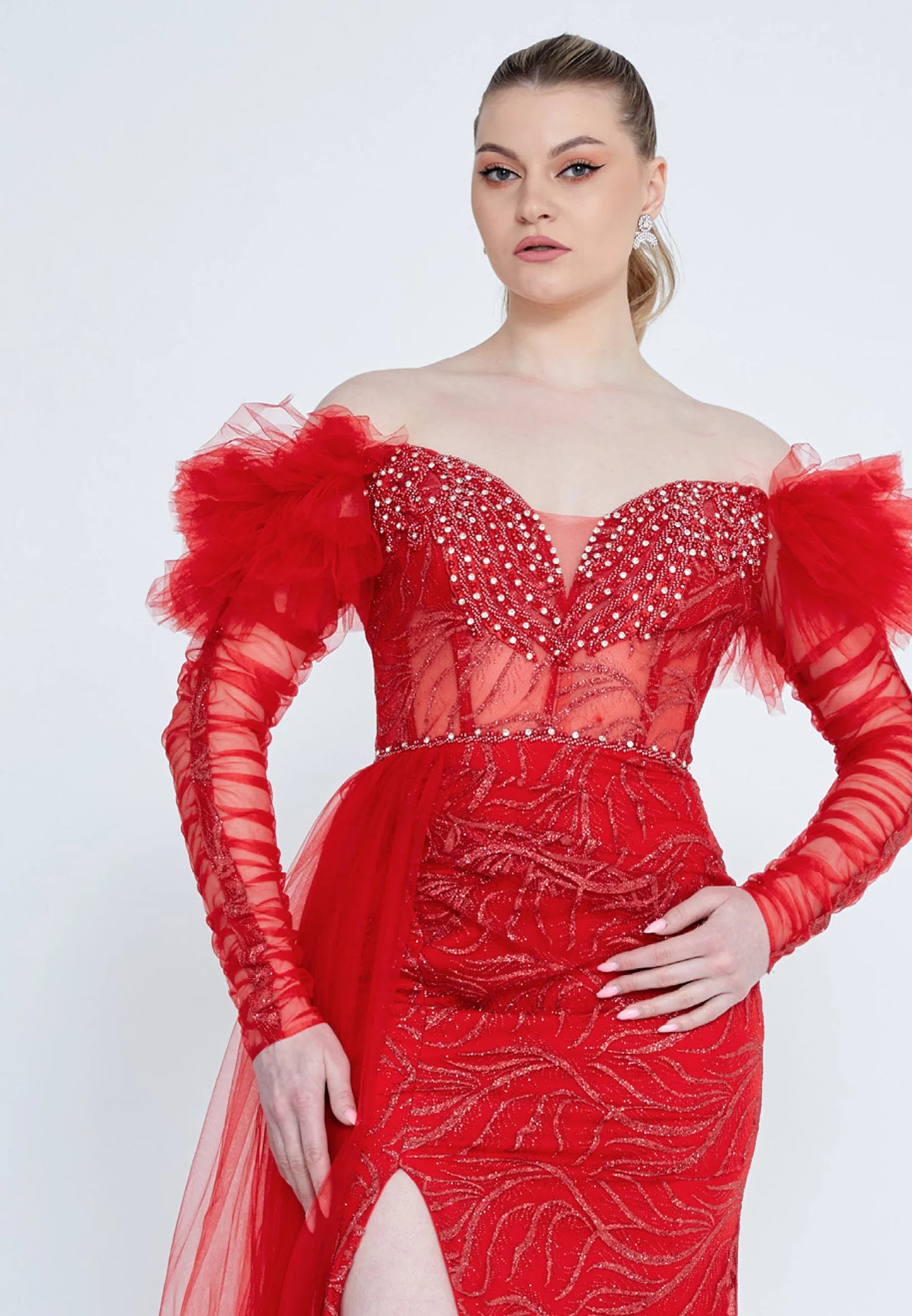 Off Shoulder Maxi Tulle Mermaid Regular Wedding Guest Dress Unit Price: €42