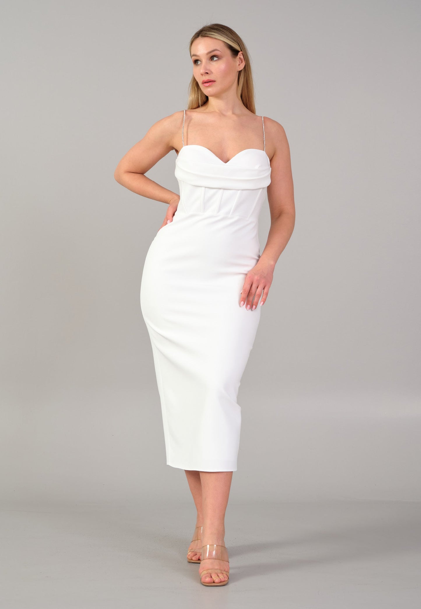 Sleeveless Midi Polyester Column Plus Size Evening Dress Unit Price: €54