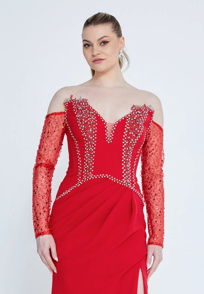 Off Shoulder Maxi Viscose Mermaid Regular Wedding Guest Dress Unit Price: €36