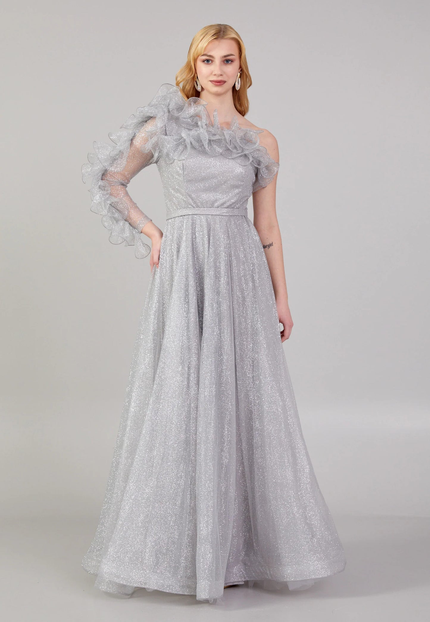 One Shoulder Maxi Tulle A - Line Regular Prom Dress Unit Price: €45