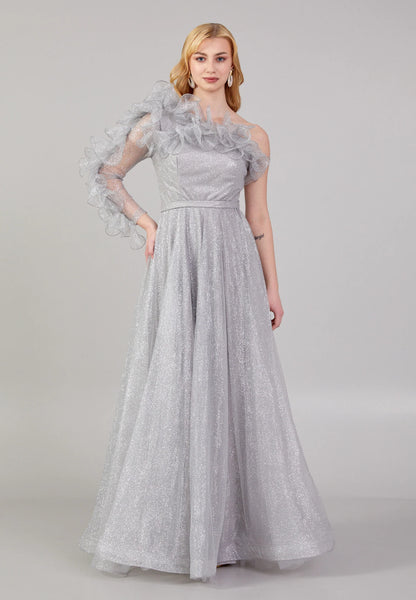 One Shoulder Maxi Tulle A - Line Regular Prom Dress Unit Price: €45