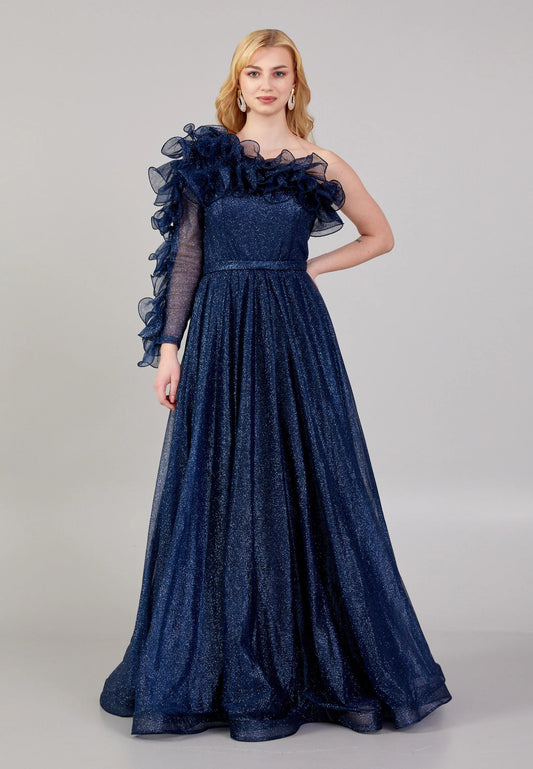 One Shoulder Maxi Tulle A - Line Regular Prom Dress Unit Price: €45