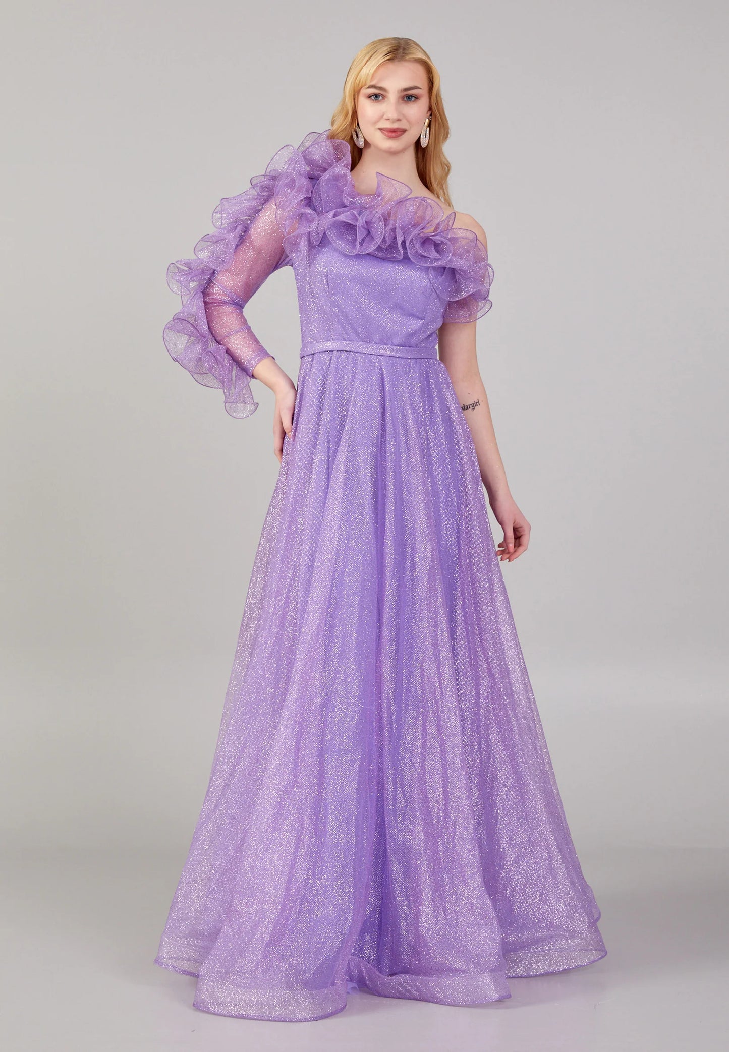 One Shoulder Maxi Tulle A - Line Regular Prom Dress Unit Price: €45