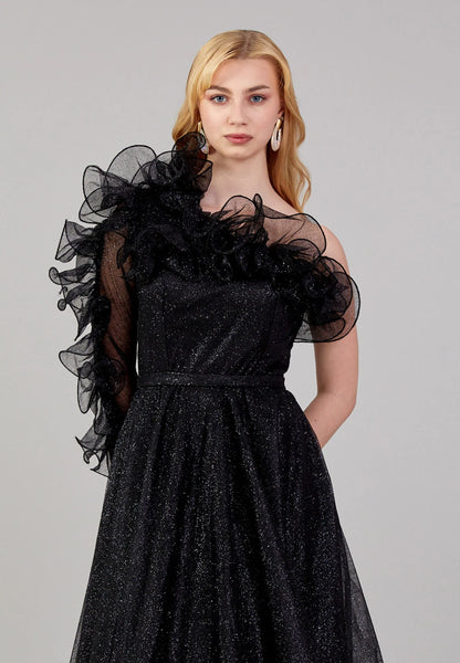 One Shoulder Maxi Tulle A - Line Regular Prom Dress Unit Price: €45