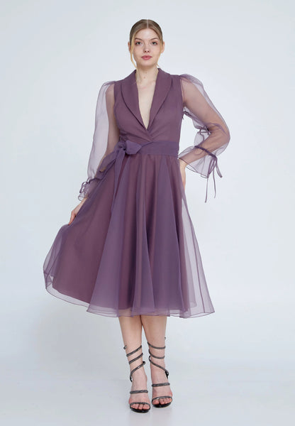 Long Sleeve Midi Tulle A - Line Regular Evening Dress Unit Price: €30