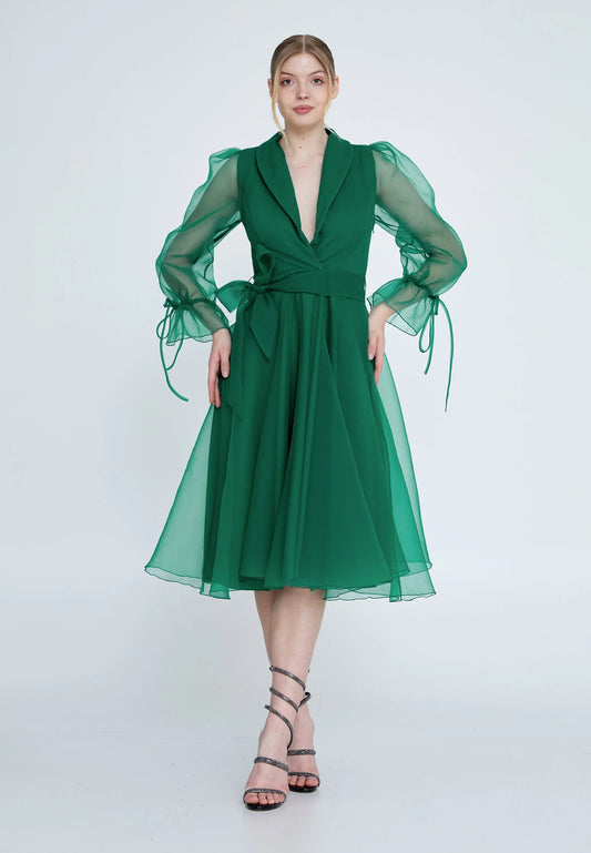 Long Sleeve Midi Tulle A - Line Regular Evening Dress Unit Price: €30