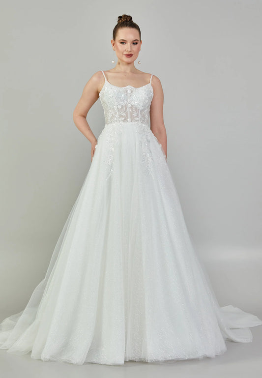 Sleeveless Maxi Tulle Regular Wedding Dress Unit Price: €240
