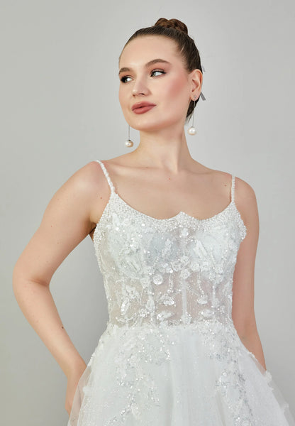 Sleeveless Maxi Tulle Regular Wedding Dress Unit Price: €240