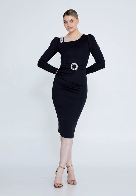 Long Sleeve Midi Lycra Column Regular Evening Dress Unit Price: €35