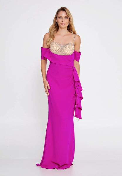 Off Shoulder Maxi Viscose Mermaid Regular Wedding Guest Dress Unit Price: €32