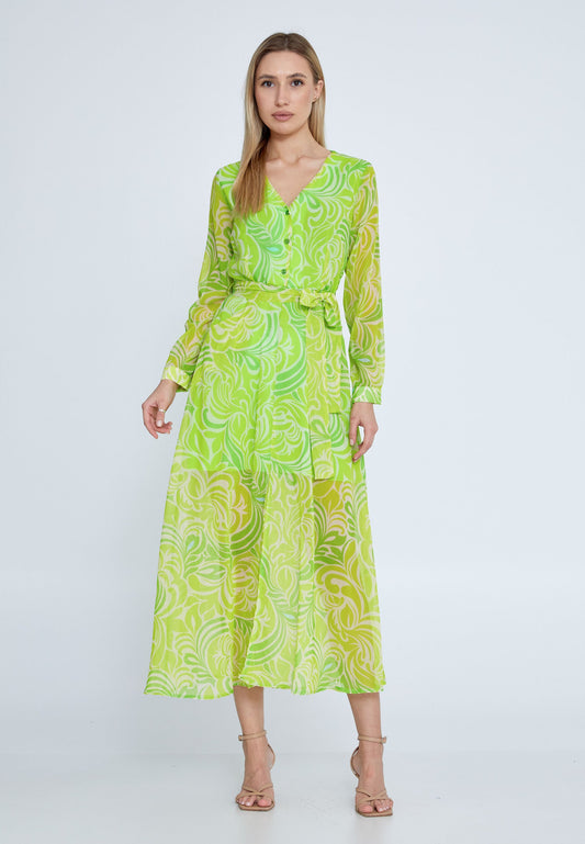 Long Sleeve Midi Chiffon Column Regular Casual Dress Unit Price: €20