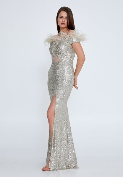 Off Shoulder Maxi Sequin Mermaid Regular Wedding Guest Dress Unit Price: €37