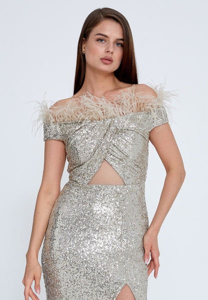 Off Shoulder Maxi Sequin Mermaid Regular Wedding Guest Dress Unit Price: €37