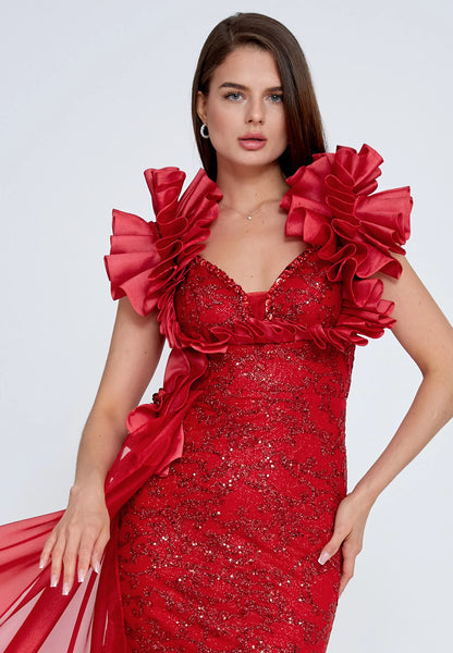 Sleeveless Maxi Tulle Mermaid Regular Wedding Guest Dress Unit Price: €75