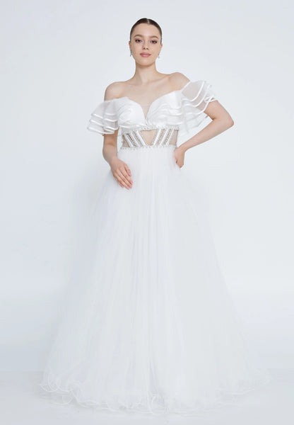 Off Shoulder Maxi Tulle A - Line Regular Prom Dress Unit Price: €55