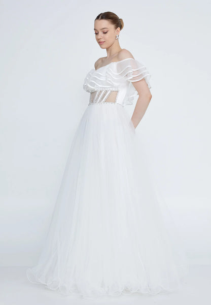 Off Shoulder Maxi Tulle A - Line Regular Prom Dress Unit Price: €55