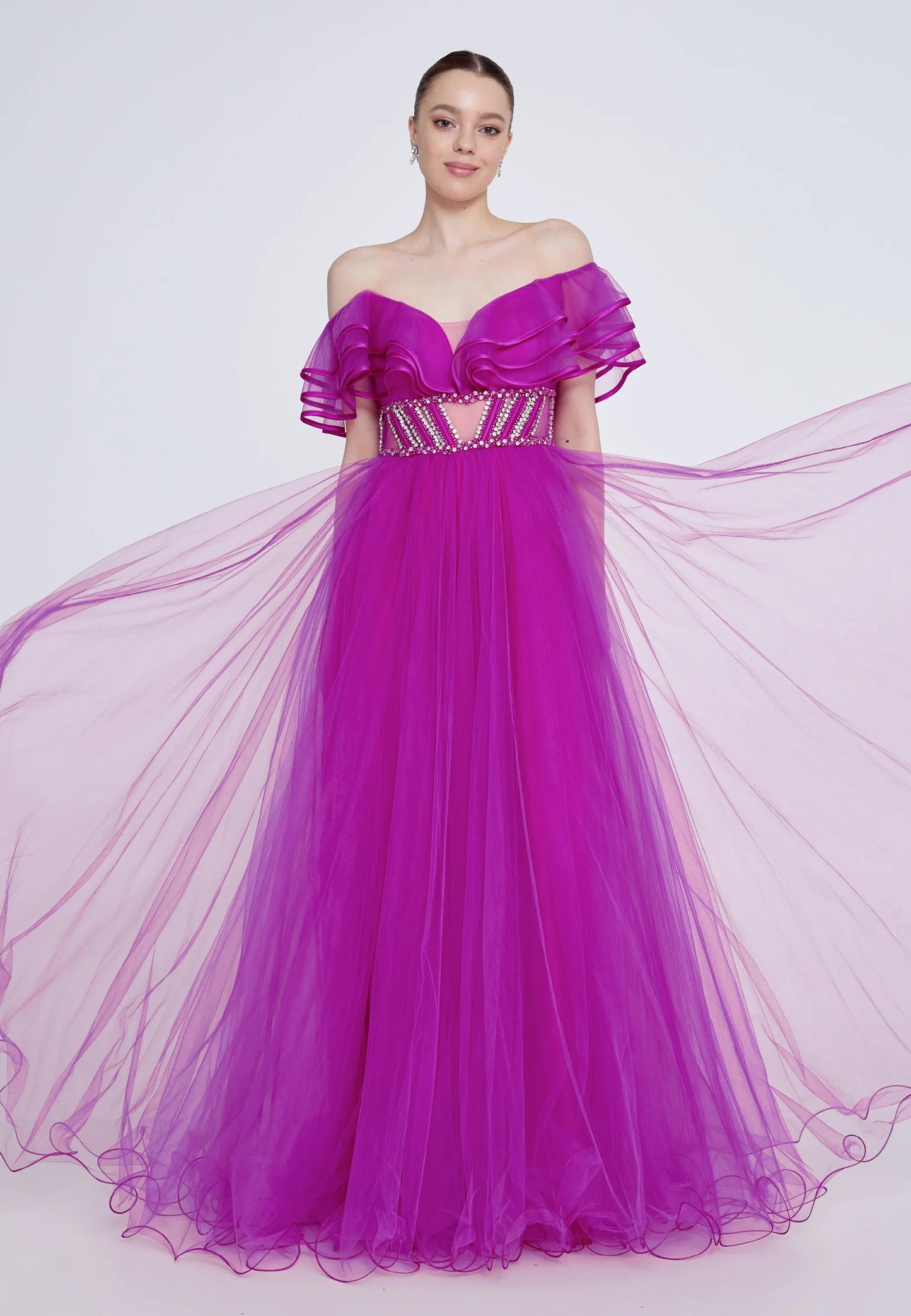Off Shoulder Maxi Tulle A - Line Regular Prom Dress Unit Price: €55